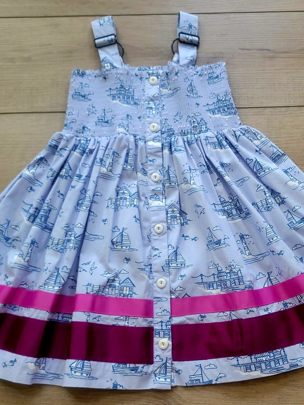 Matilda Jane Boardwalk Dress Sailboat Smocked Girls 4